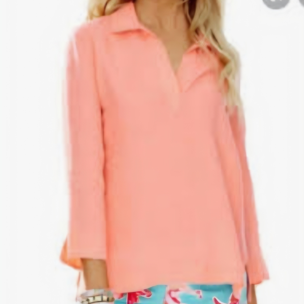 Lilly Pulitzer Peach Collared V-Neck Tunic